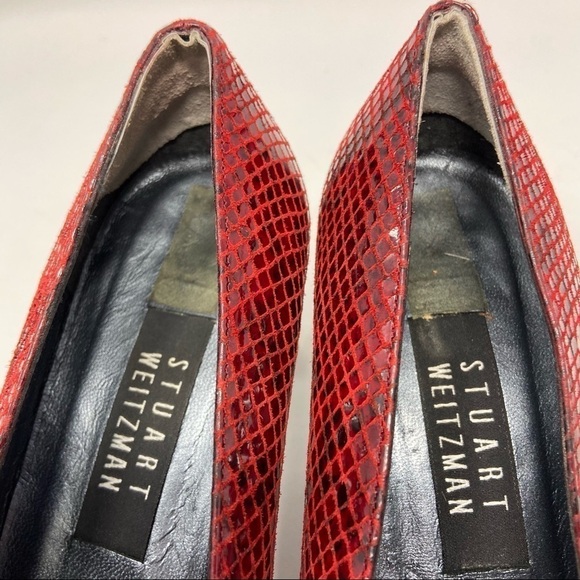 Stuart Weitzman Red And Black Block Heel Pumps, Women’s size 6C - Picture 7 of 13
